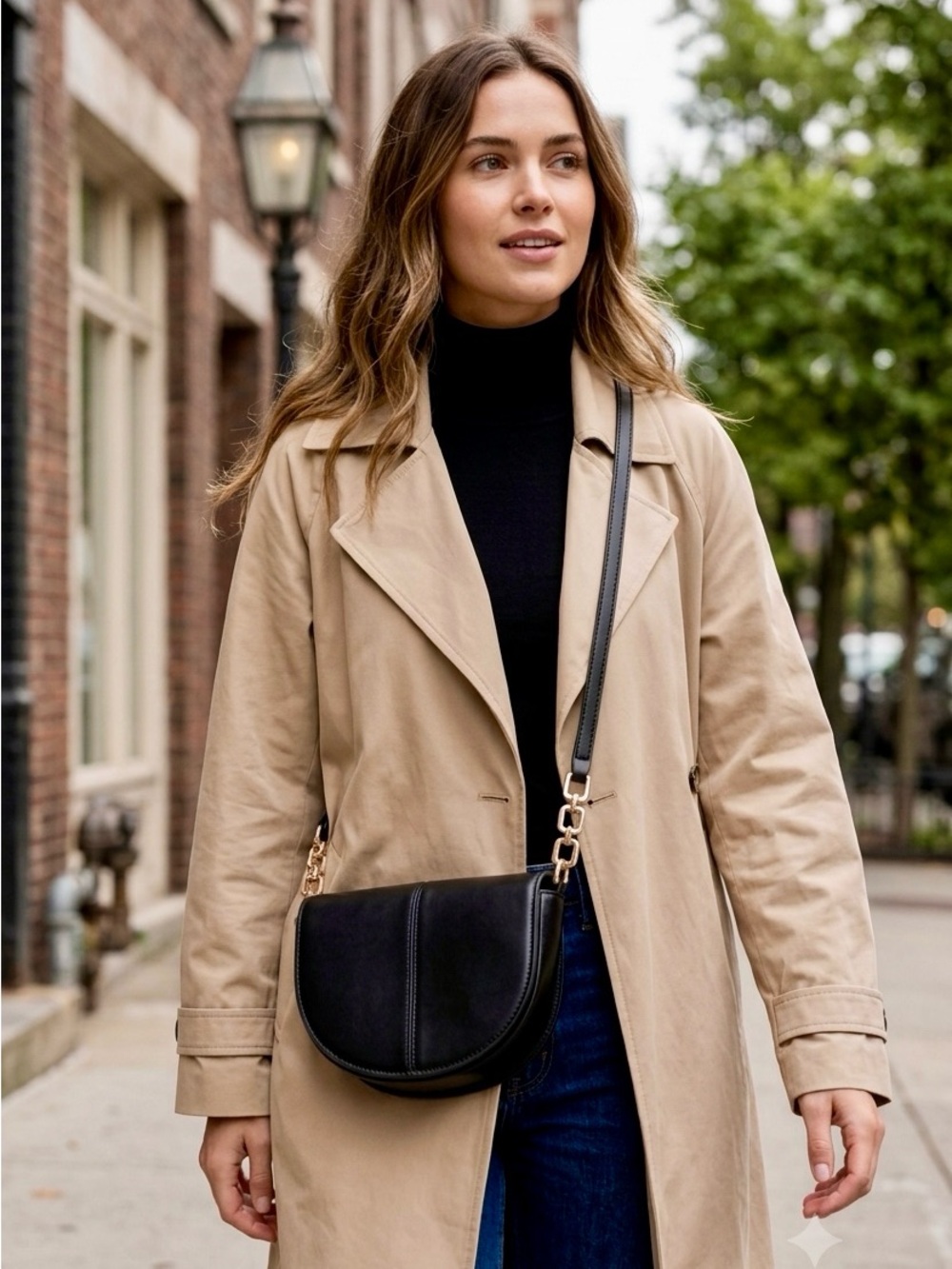 Zara Leather Crossbody/Shoulder Bag Gold Chain